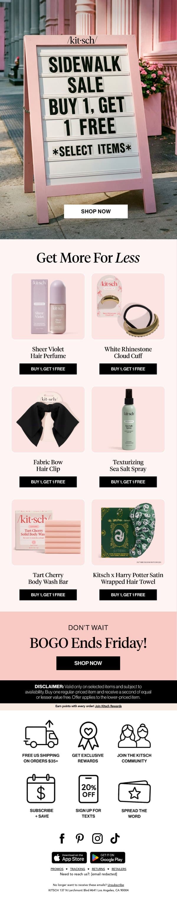 OMG! Buy 1, Get 1 FREE 🌷 email from Kitsch screenshot