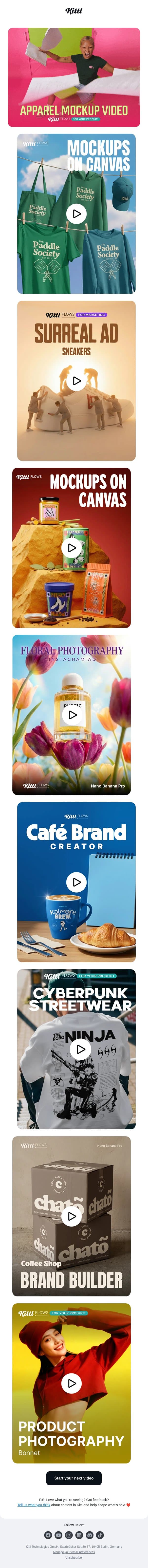 New video content just dropped email from Kittl screenshot