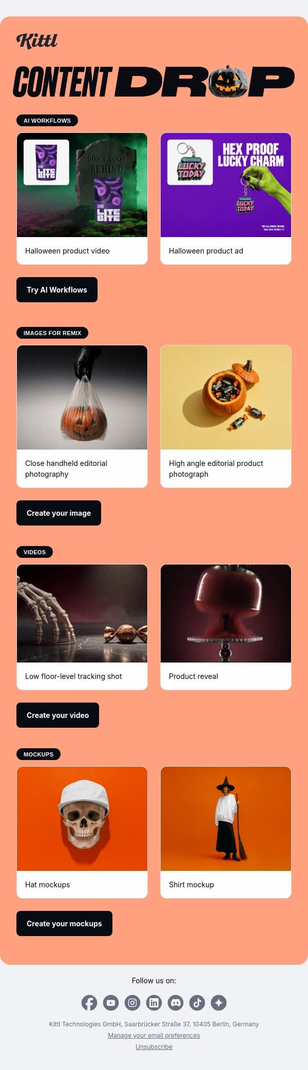 New spooky content just dropped email from Kittl screenshot