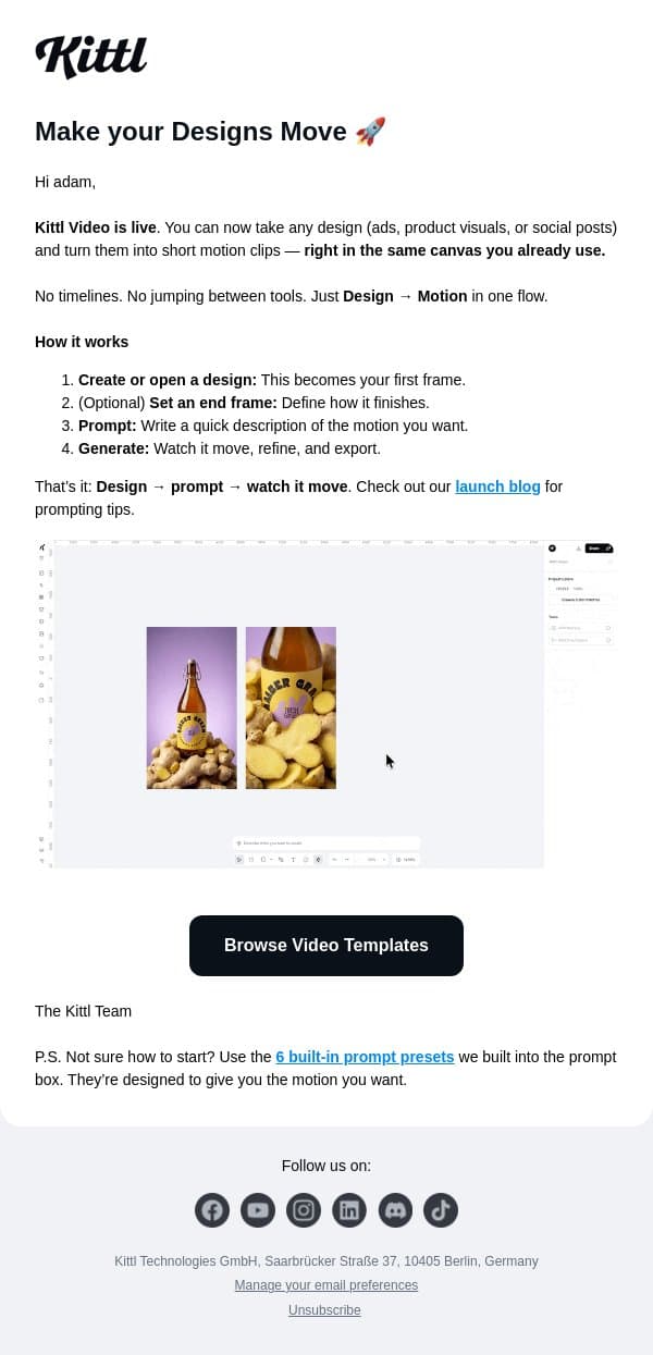 Kittl Video is live 🔥 email from Kittl screenshot