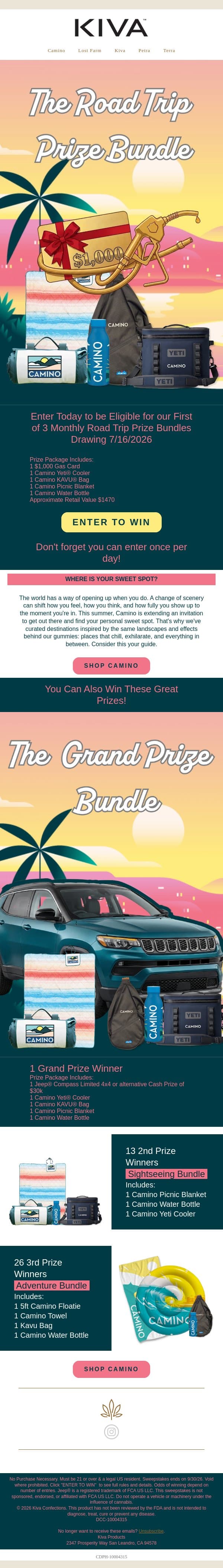Don't Miss the $1,000 Prize Tomorrow! 🎉 email from Kiva screenshot