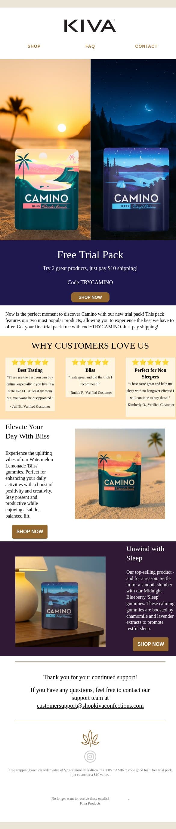 Your Free Trial Awaits—Just Pay Shipping! email from Kiva screenshot