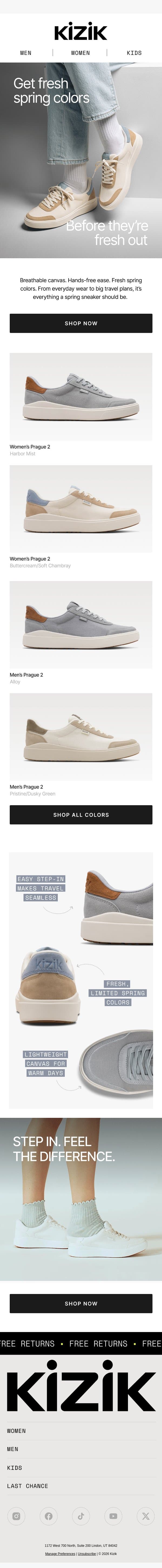Fresh Spring Colors Are Here email from Kizik screenshot