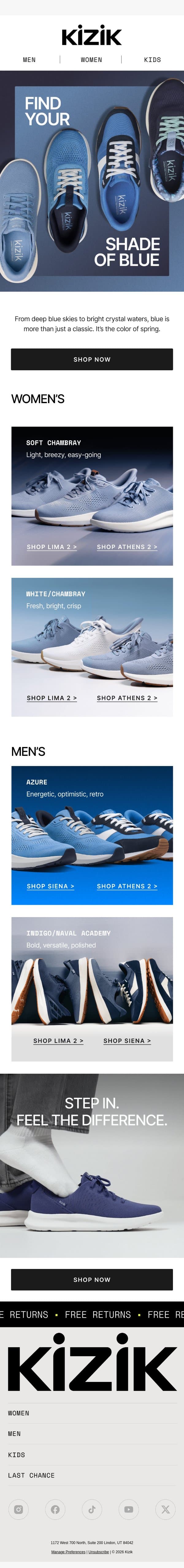 Feeling Blue? 🌀 email from Kizik screenshot