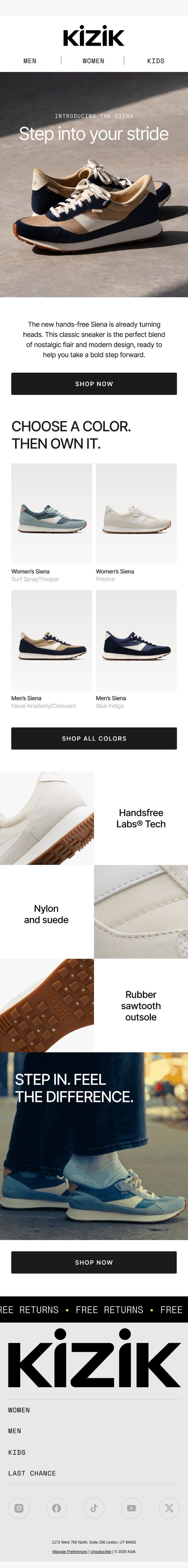 Step into Classic Comfort! 👟 email from Kizik screenshot