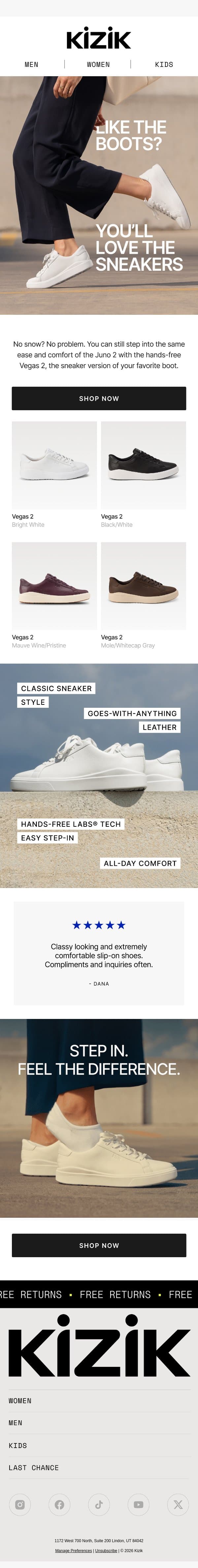 🥾 Like the boots? 👟 You’ll love the sneakers. email from Kizik screenshot