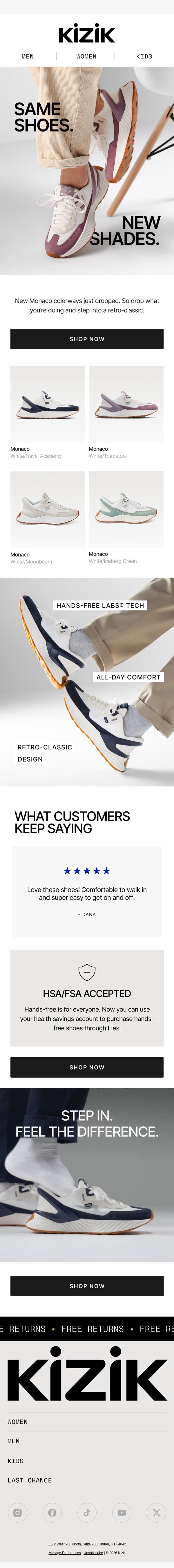 Elevate Your Style with Fresh Retro Sneakers! email from Kizik screenshot