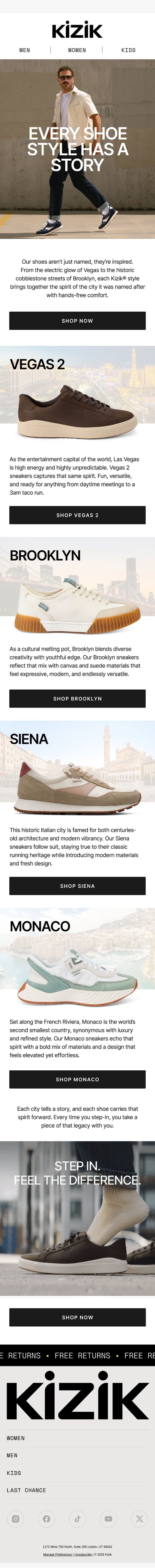 Every Shoe Style Has a Story email from Kizik screenshot
