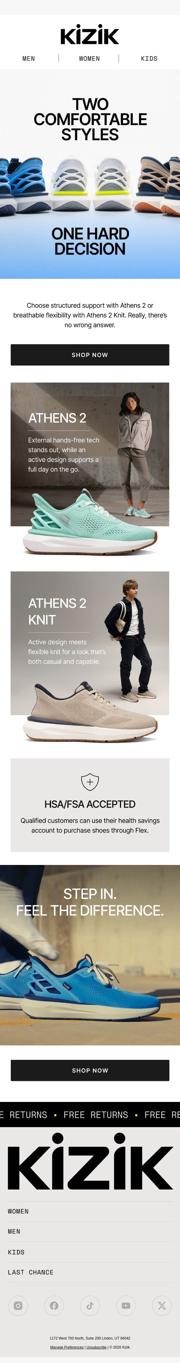 Which One’s Right for You? email from Kizik screenshot