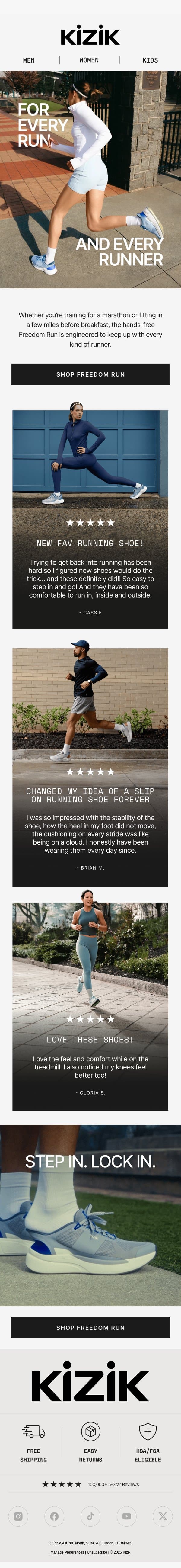 Real runners. Real reviews. email from Kizik screenshot
