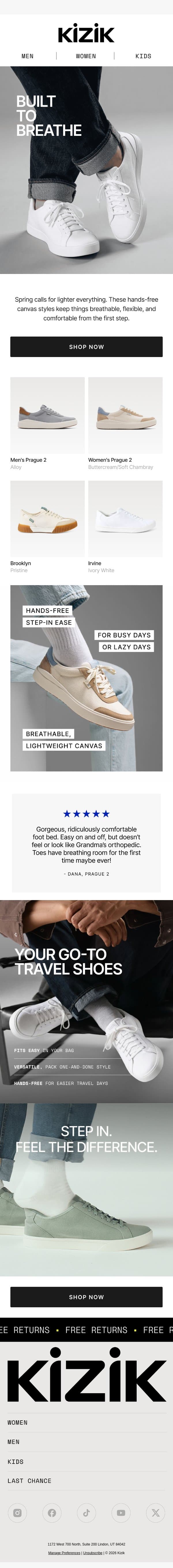 Lighter days, lighter steps 🍃 email from Kizik screenshot
