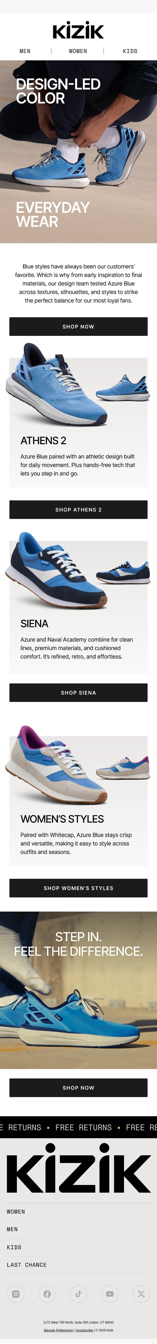 Meet the New Standard in Blue email from Kizik screenshot