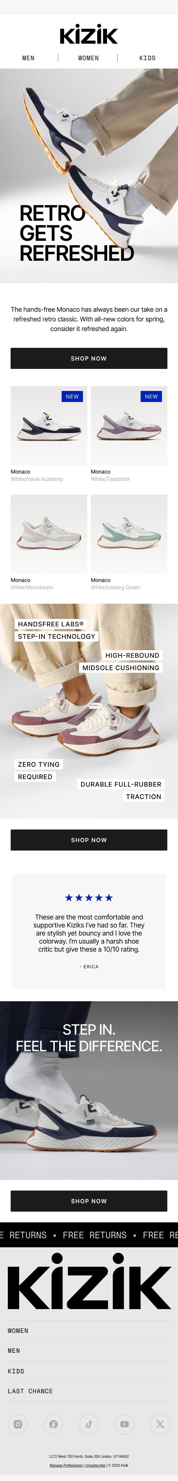 Your Favorite Retro Sneaker? It Just Got Better. email from Kizik screenshot