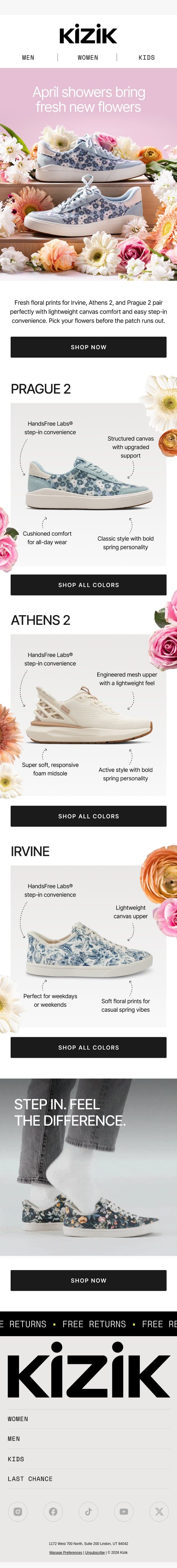 Limited Edition Floral Prints For Spring 🌸 email from Kizik screenshot