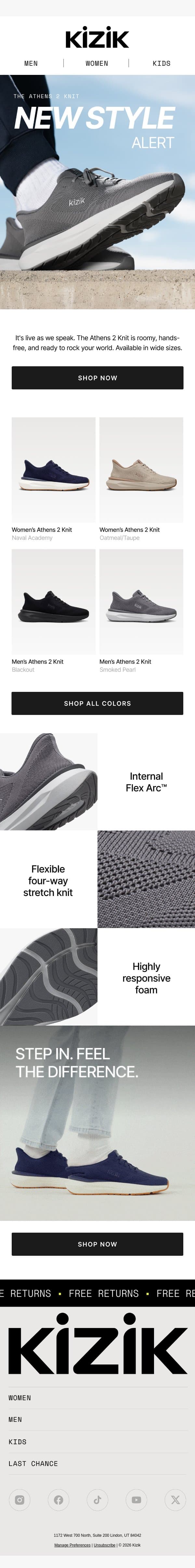 Don’t miss our newest hands-free knit email from Kizik screenshot