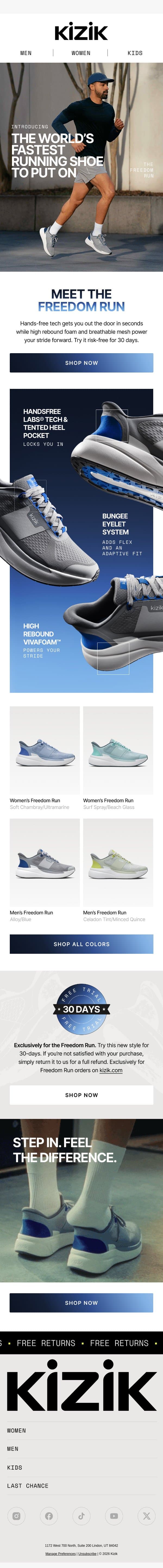 ⚡️ Just Launched: Freedom Run email from Kizik screenshot
