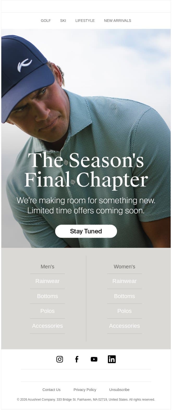 The Season's Final Chapter email from Kjus screenshot