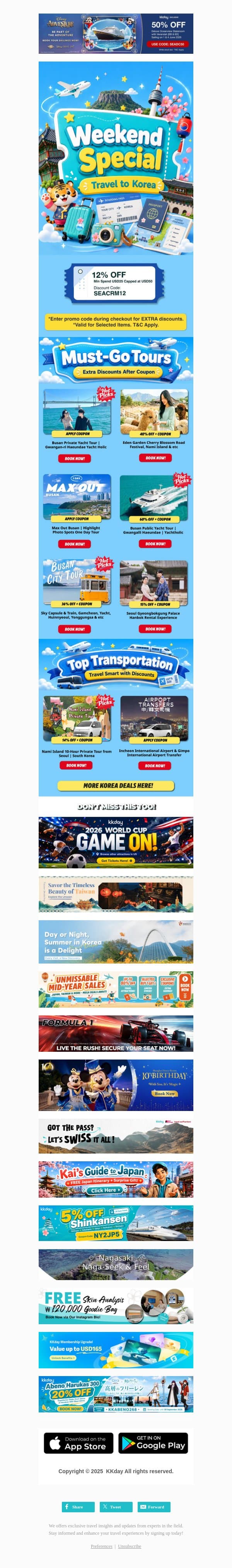 🥂 5% OFF Korea Attractions! email from Kkday screenshot