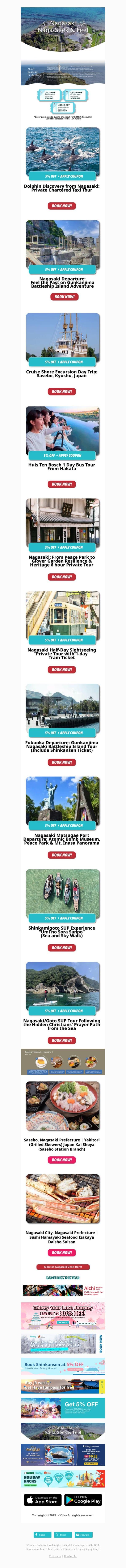 Hidden Surprise in Nagasaki Japan! email from Kkday screenshot