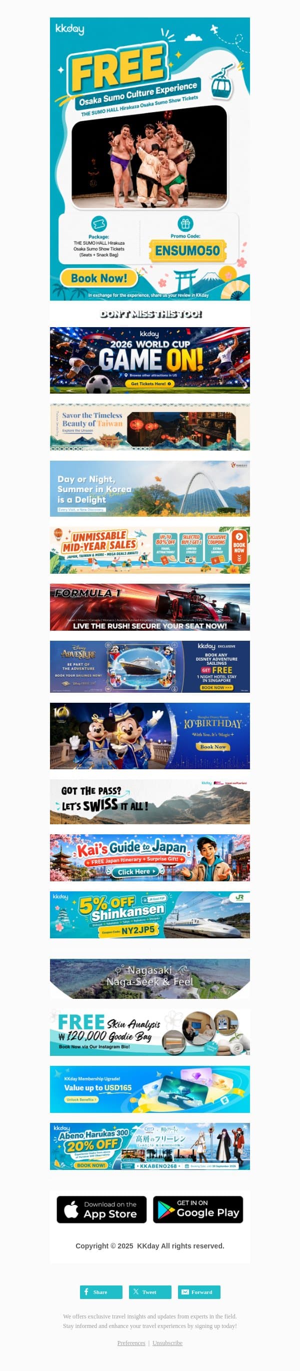 FREE Osaka Sumo Tickets 🔥 email from Kkday screenshot