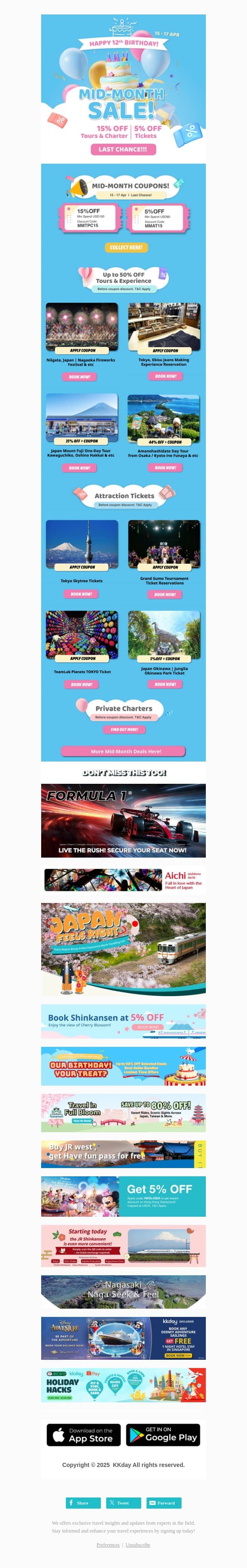 🔥 Last Chance to Grab Mid-Month Sale! email from Kkday screenshot