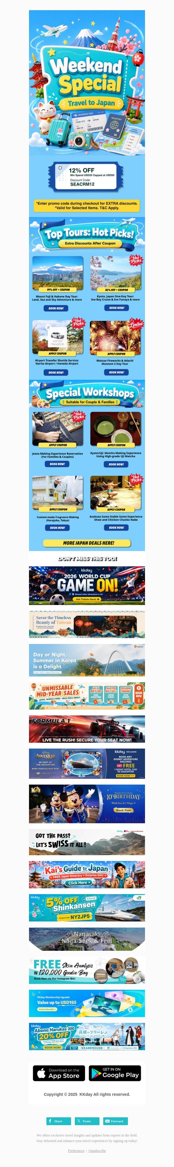 🥳 Weekend Special Travel Deals! email from Kkday screenshot