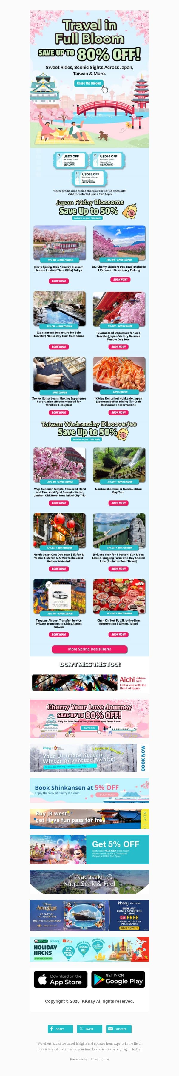 Spring Travel Destination with KKday 🌸 email from Kkday screenshot