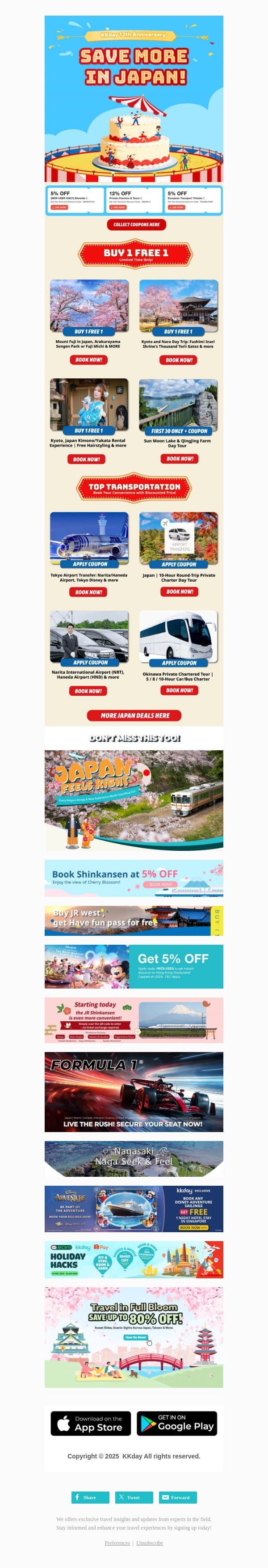 KKday Anniversary Buy 1 Get 1 Flash Deals! email from Kkday screenshot