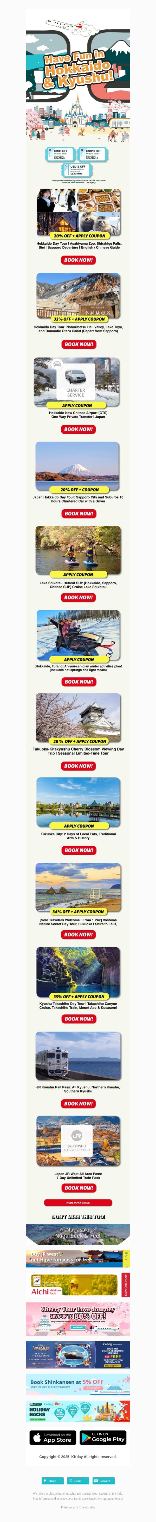 Awesome Bloom in Japan! 🇯🇵 email from Kkday screenshot
