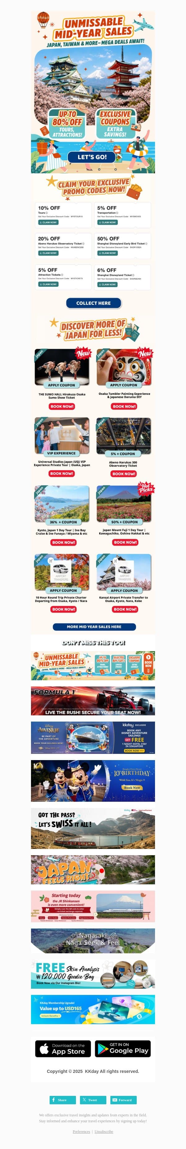 🥳Earn & Save for Japan Trip! email from Kkday screenshot