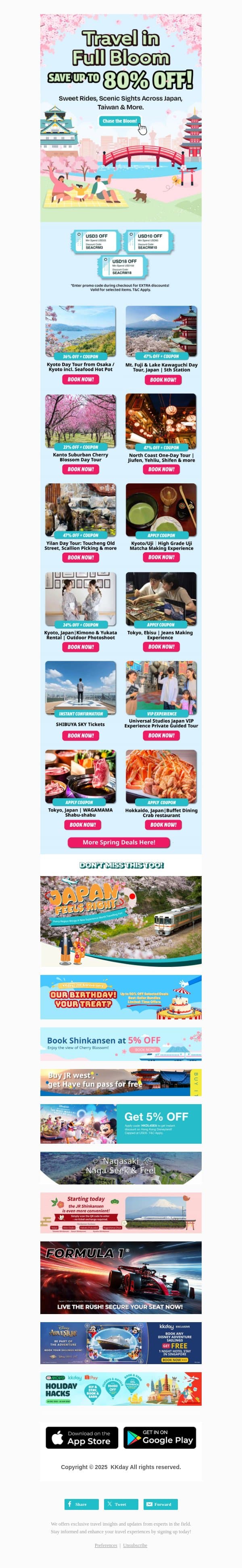 Save More on Your Spring Tour! 🌸 email from Kkday screenshot