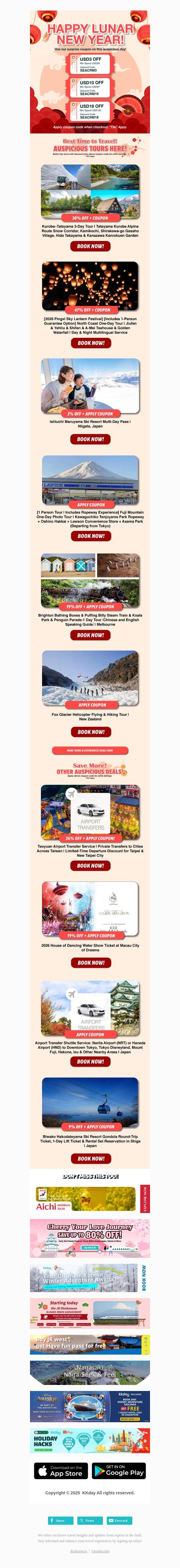 Open Your Red Envelope 🧧 email from Kkday screenshot
