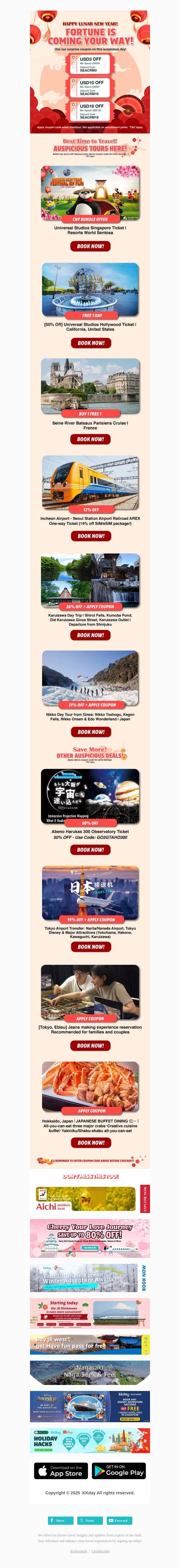 🧧 Fortune Is Coming Your Way! email from Kkday screenshot