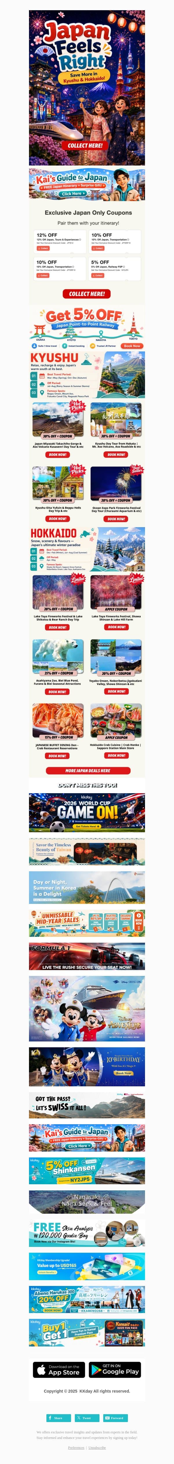 🔥Save 12% OFF on Japan Trip! email from Kkday screenshot