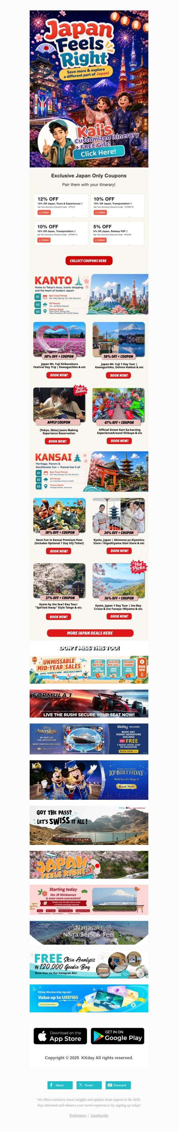 🇯🇵 Get your Customized Itenary & FREE Gift! email from Kkday screenshot
