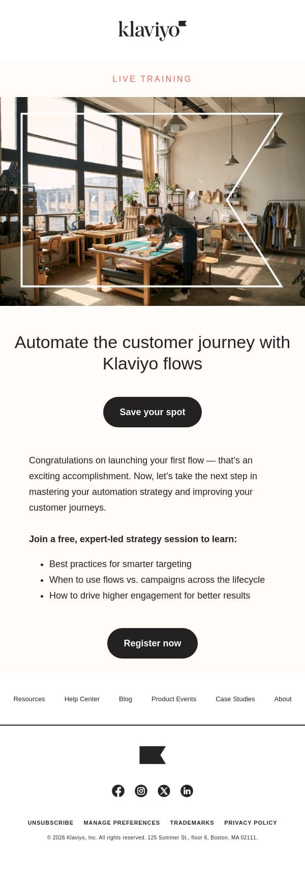 Congratulations on your first flow email from Klaviyo screenshot