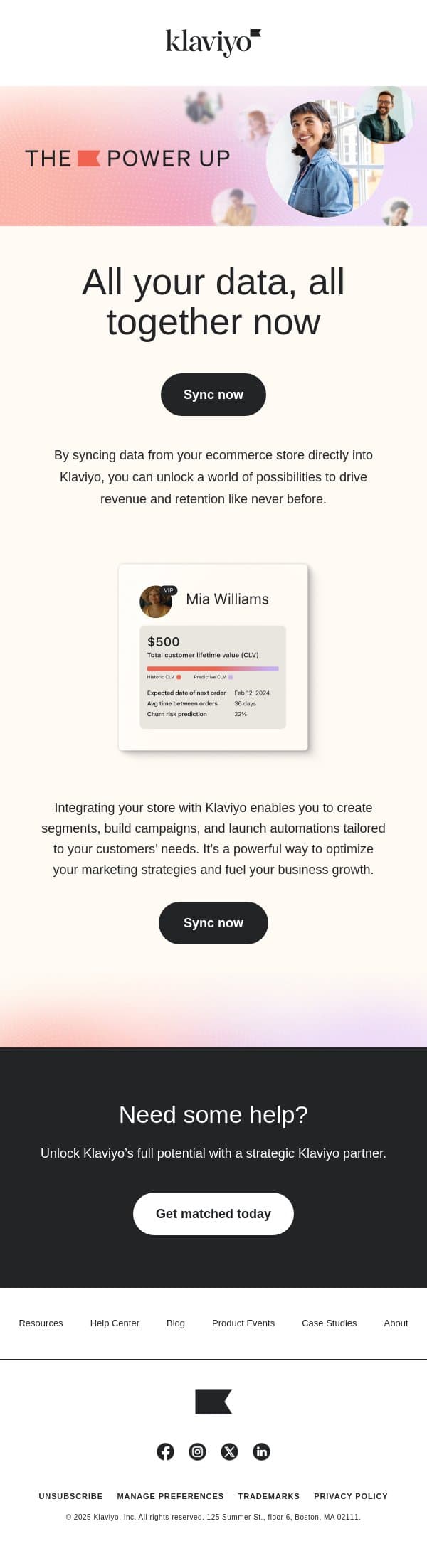 Connect your ecommerce platform email from Klaviyo screenshot