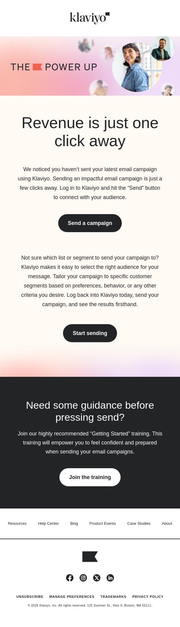 We make it easy to send your email campaign email from Klaviyo screenshot