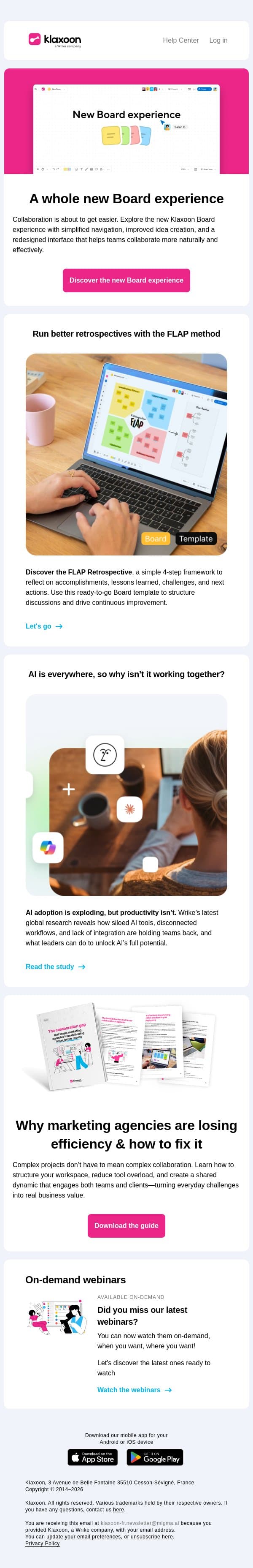 Klaxoon News | A brand-new Klaxoon Board experience is coming email from Klaxoon screenshot