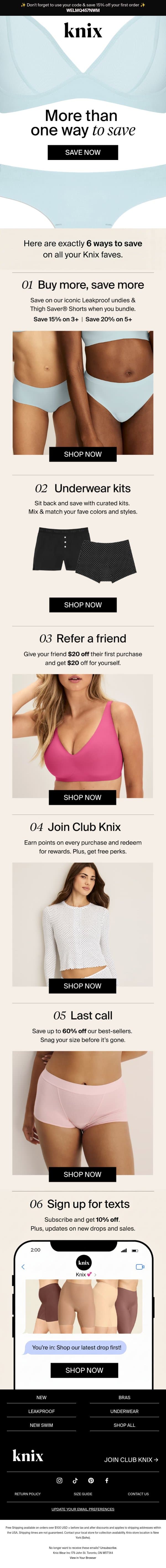 Period underwear starting at $20 😮 email from Knix screenshot