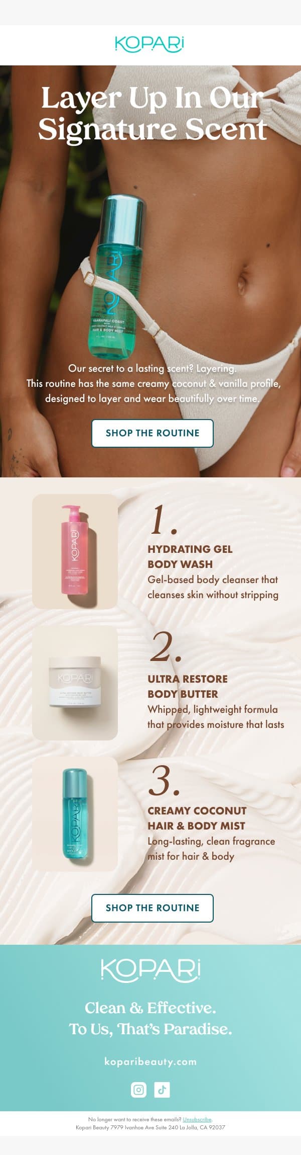 How to Ensure your Scent Lasts 🥥 email from Kopari screenshot