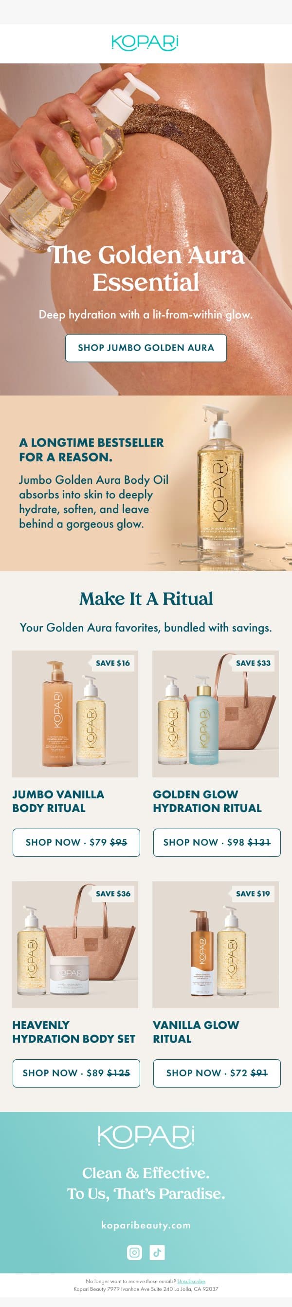 More of your Golden Aura for less email from Kopari screenshot