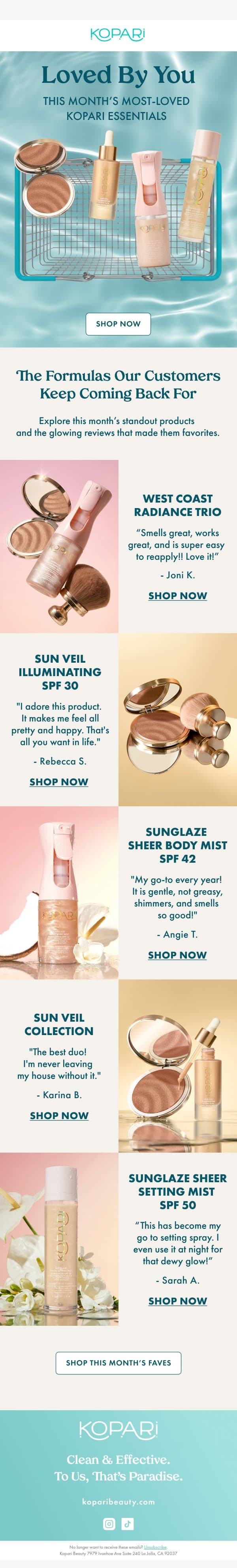 The July Favorites Edit ☀️ email from Kopari screenshot