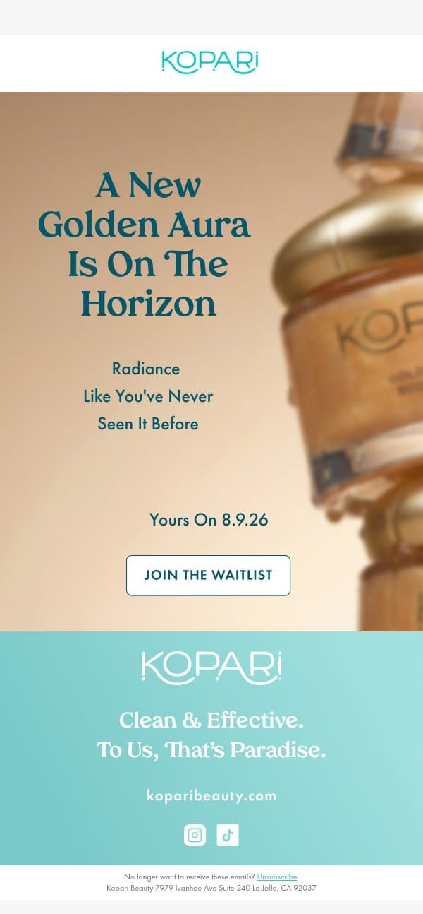 A new era of glow email from Kopari screenshot