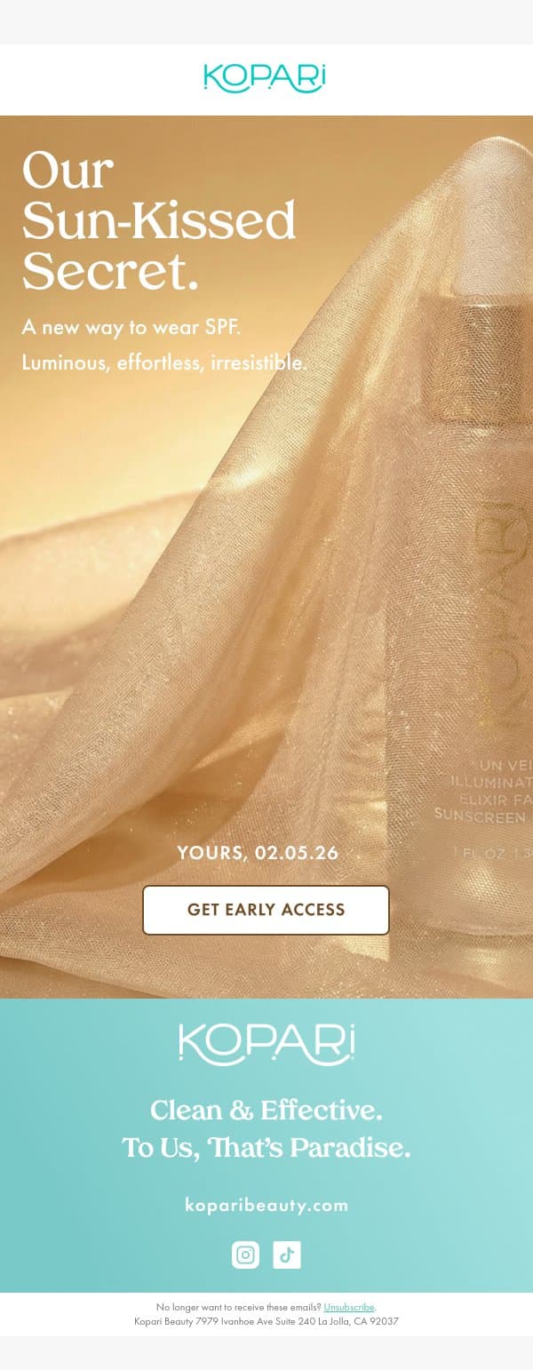 Coming soon... email from Kopari screenshot