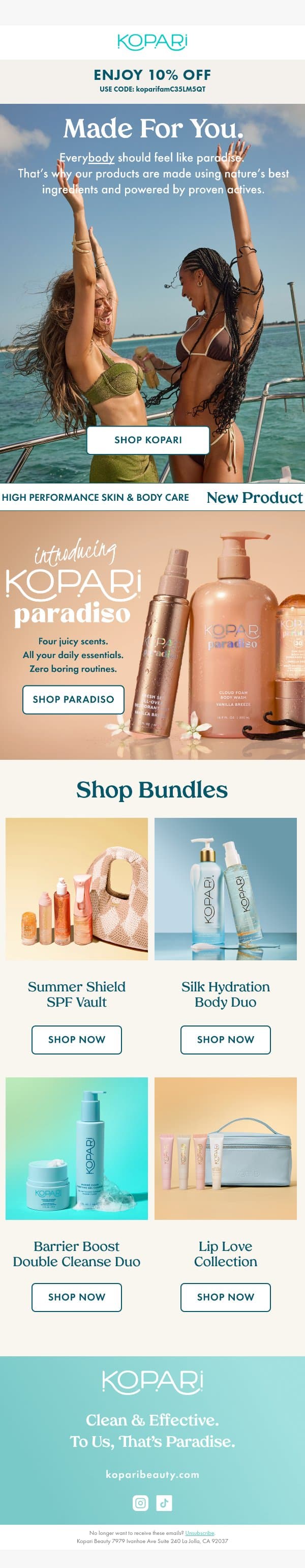 10% Your Order + Check out our New Collection! email from Kopari screenshot