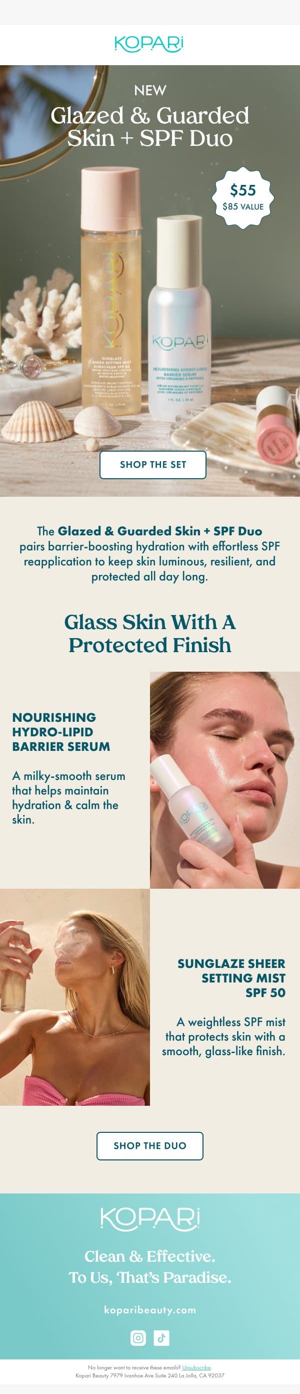 Meet the Glazed & Guarded Skin + SPF Duo email from Kopari screenshot