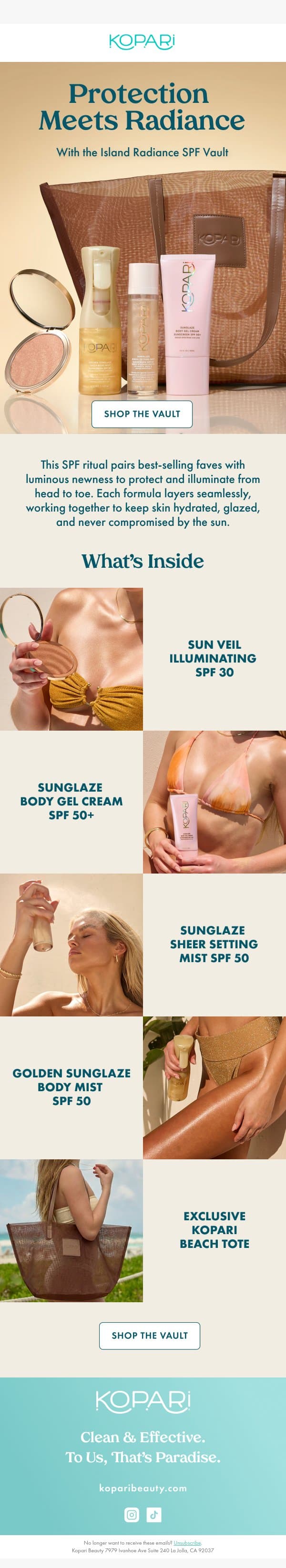 The SPF Set That Does It All email from Kopari screenshot