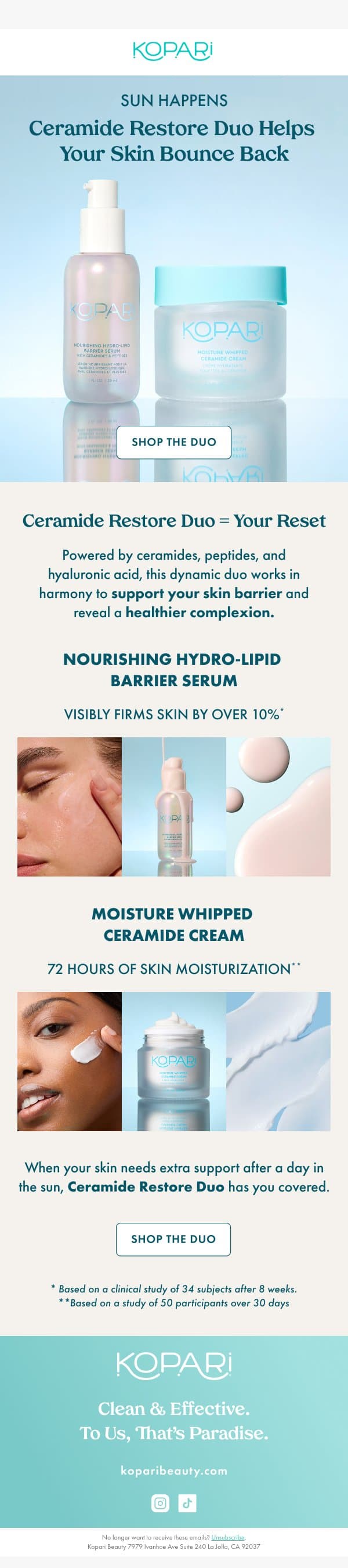 Help Your Skin Bounce Back email from Kopari screenshot