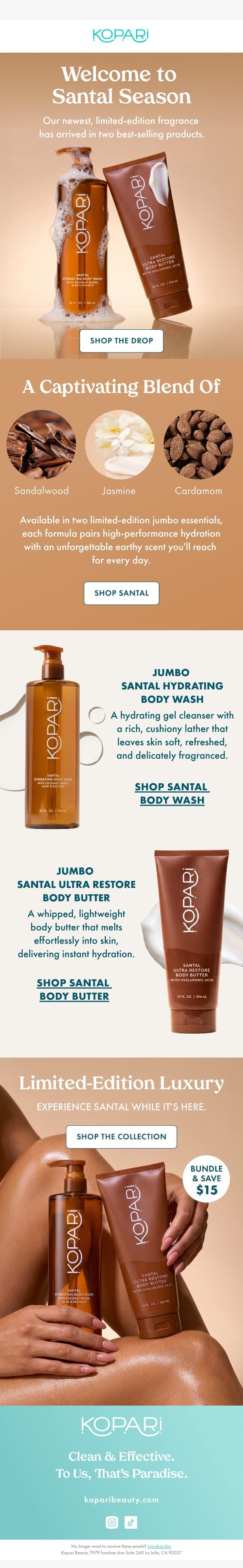 Meet Santal, your new fall scent email from Kopari screenshot